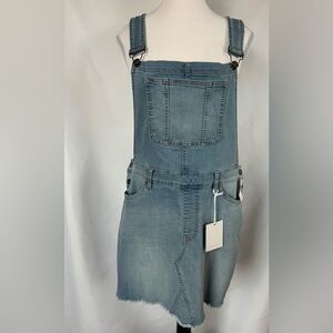 NWT - KanCan Denim Bib Overall Unhemmed Dress - Blue - Size XL